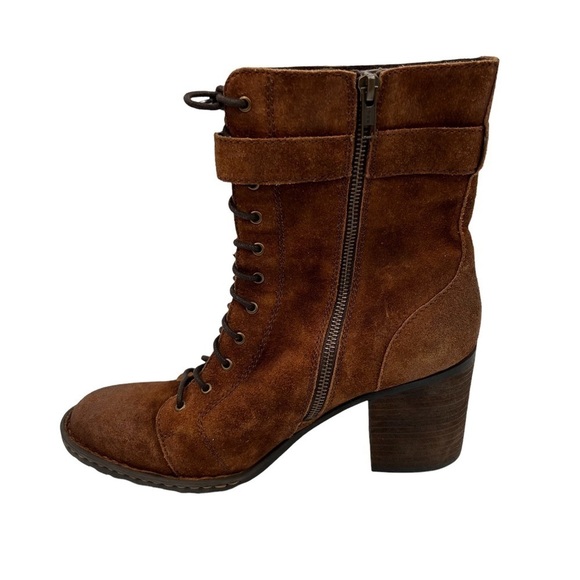 Born Brown Suede Cass Hiking Lace Up Block Heel Boots Size 11 Women's - Picture 6 of 14